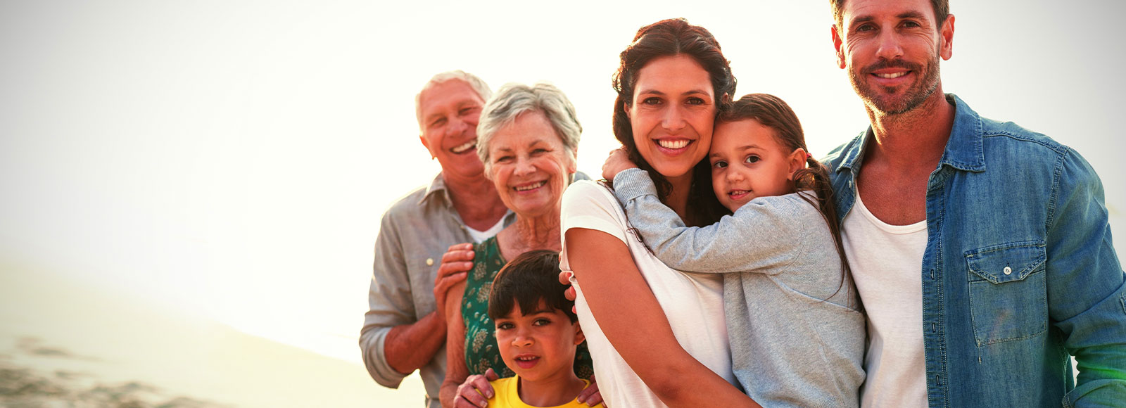 Multi-generational family in a outside family portrait